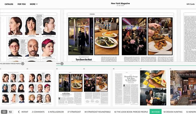 Screenshot of New York Magazine with images of people and food