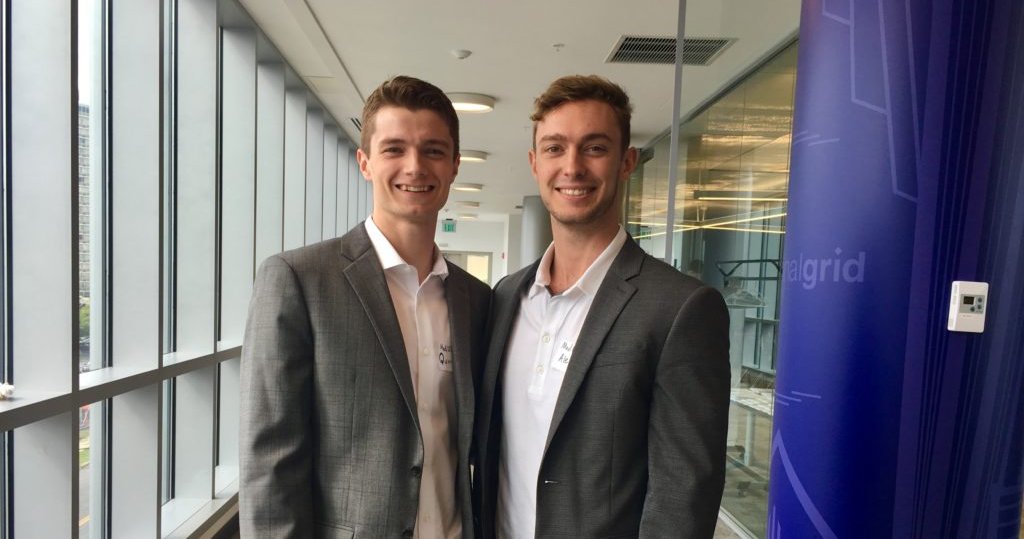 Quinn King and Alec Gillinder in suit