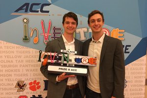 Quinn King ’20 and Alec Gillinder ‘20, VPA School of Design alumni and co-founders of MedUX. The team won the 2019 campus qualifier competition and the $10,000 second place award in the ACC finals.