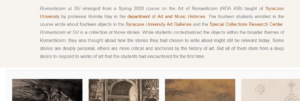 Screen shot of Romanticism at Syracuse University website