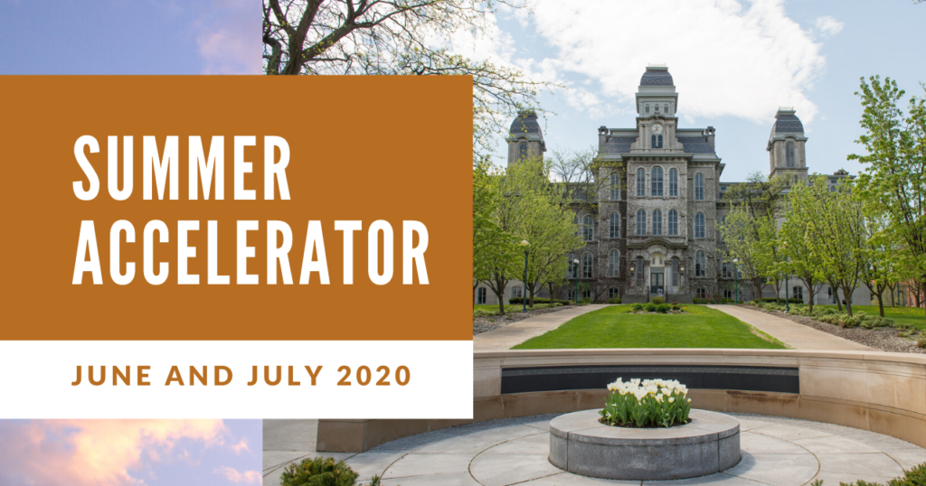poster contains a building and "summer accelerator" text