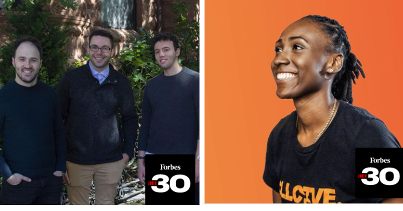 three men on left side, one woman on right