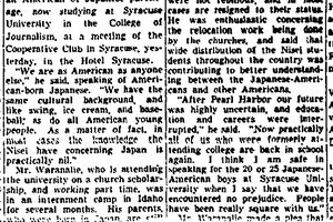 A 1943 Syracuse Herald-Journal article about Japanese-American students.