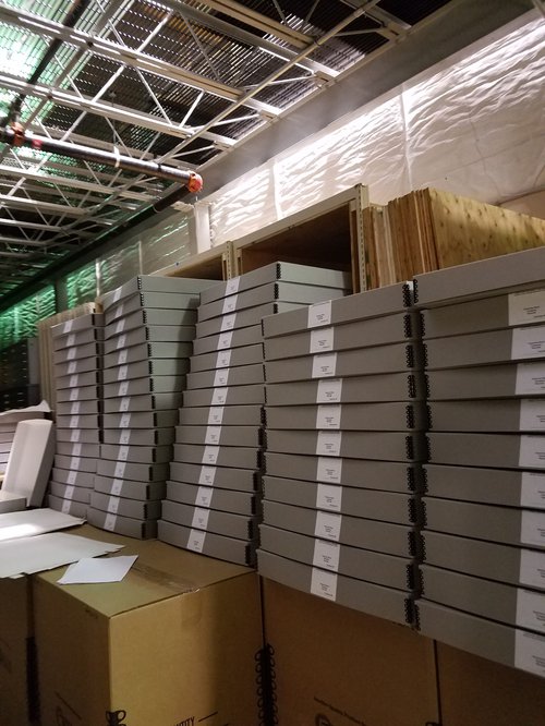 The artwork’s new home- A part of the 1,200 archival quality empty oversize boxes ready to be filled