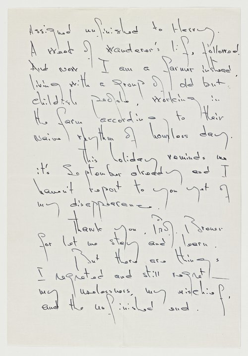 The second page of a handwritten letter from Ying Li to Marcel Breuer describing why she left his employ. Marcel Breuer Papers.
