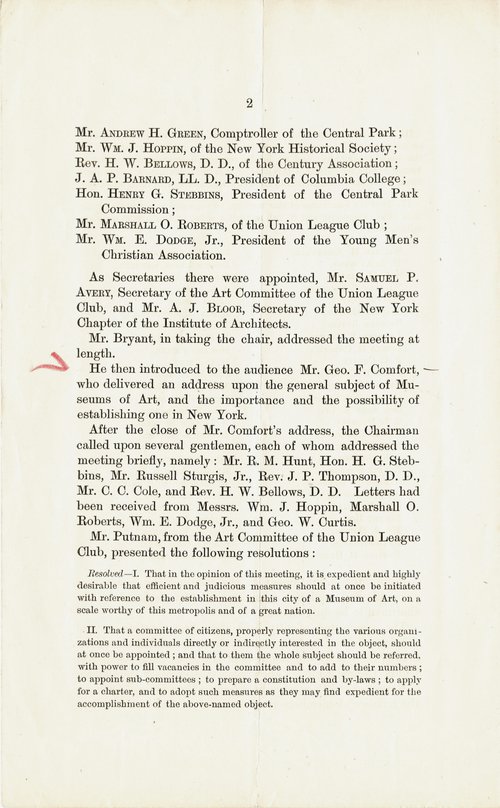 The second page of the “Abstract of the Initial Proceedings” for the Metropolitan Museum of Art.