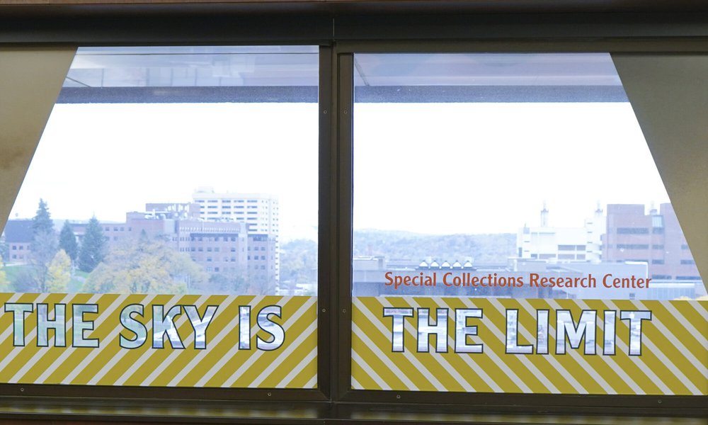 The windows in the Plastics Pioneers Reading Room