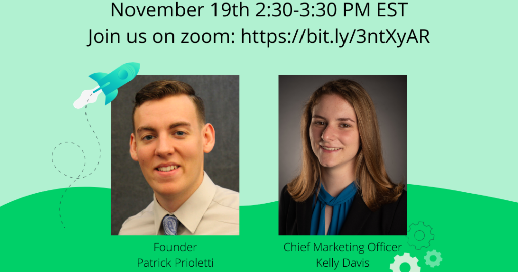 zoom conversation poster, featuring Thinc-Hub Founder Patrick Prioletti and Chief Marketing Officer Kelly Davis