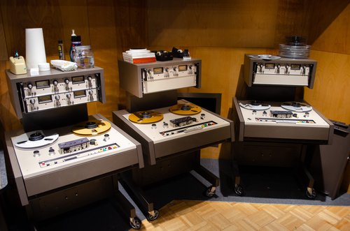Three MCI open reel machines acquired in the early 1980s