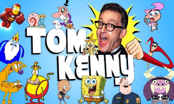 Tom Kenny head shot surrounded by various cartoon characters