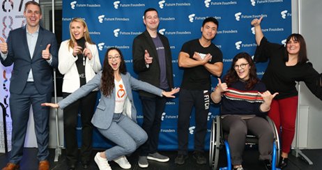 group of students at a pitch competition