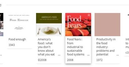 Screenshot of Browse This Shelf feature with five book covers over photo of a bookshelf