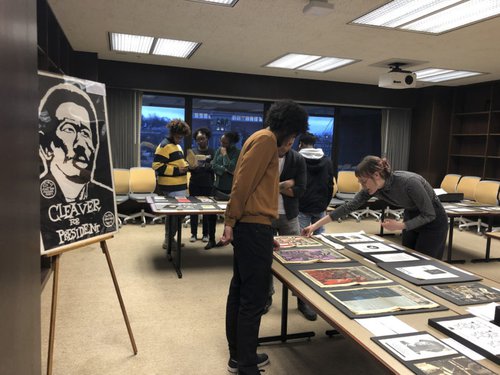 Visitors check out highlights of SCRC’s rare materials, including issues of the Black Panther Party newspaper and an assortment of poetry from Broadside and Third World Presses.