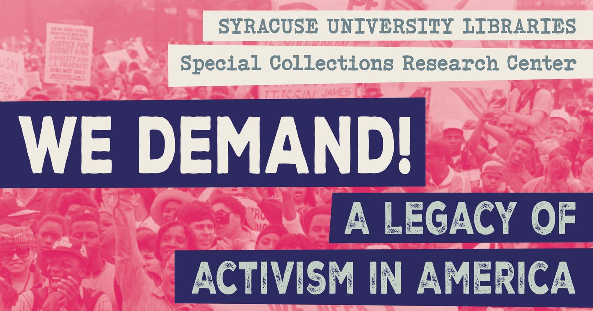 photo of crowd protesting with exhibition title overlaid