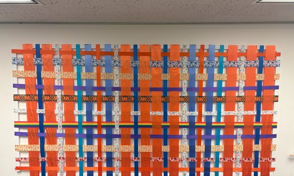tapestry made of ribbons woven together