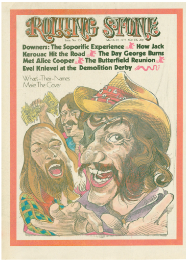 caricature on cover of Rolling Stone magazine