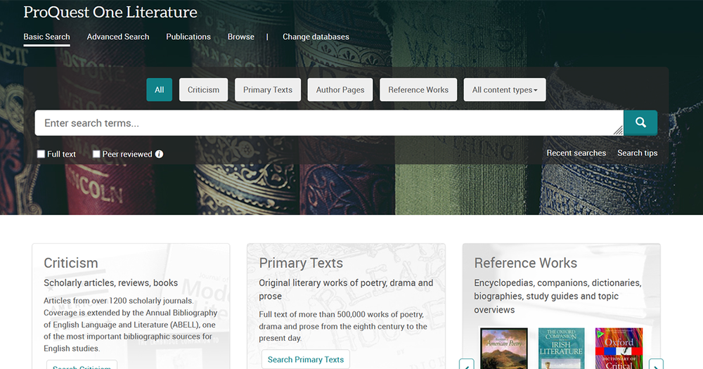 screenshot of ProQuest One