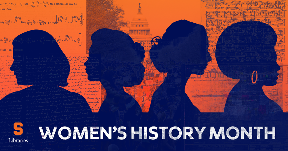 outline of four women's profile on orange background