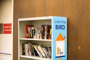 video of Little Free Bird bookshelf in Bird Library