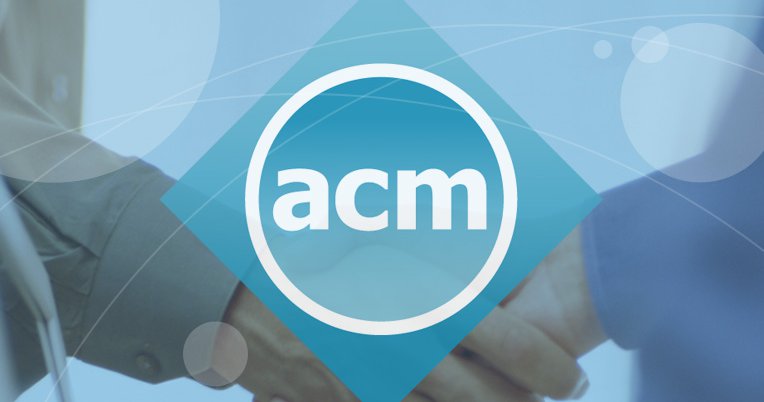 blue diamond shape with letters ACM in center