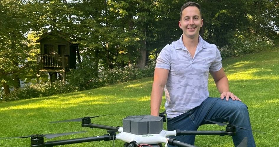 Angelo Niforatos next to drone