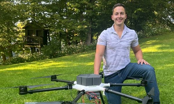 Angelo Niforatos next to drone