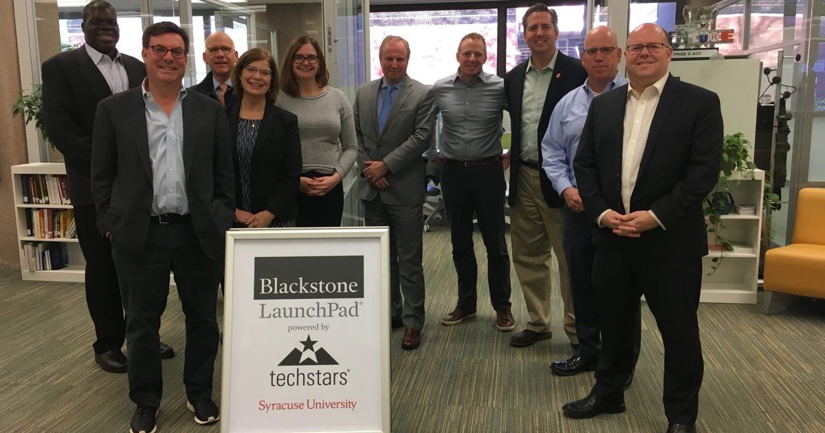 Group photo in front of LaunchPad office