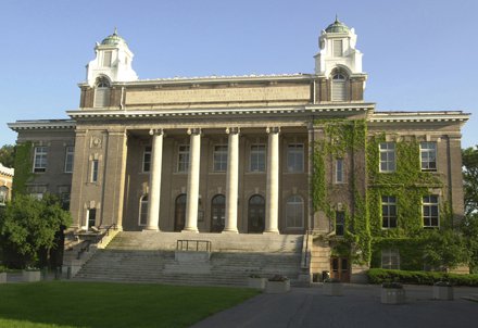 Renaissance architecture iconic building with four large columns in front