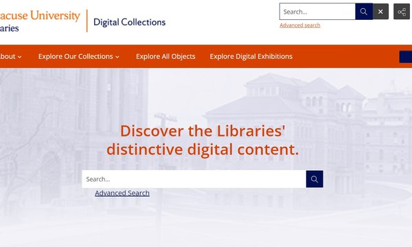 Screen shot of Digital Collections website page.