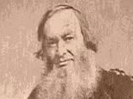sepia tone illustration of white man with long beard