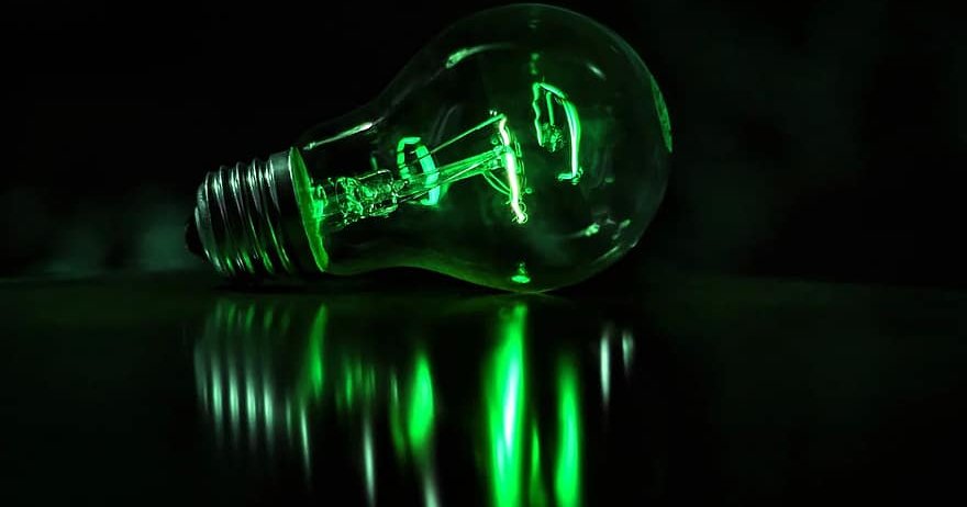 green energy, green light bulb