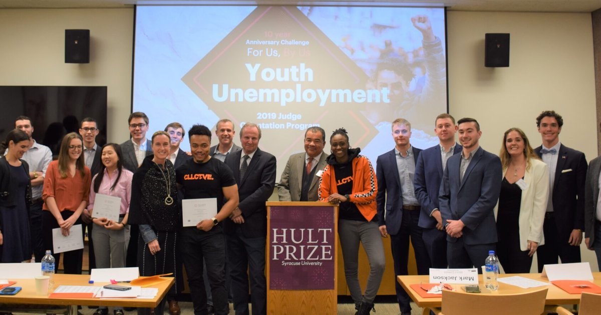A group of students at the Hult Prize campus competition e hosted in Peter Graham