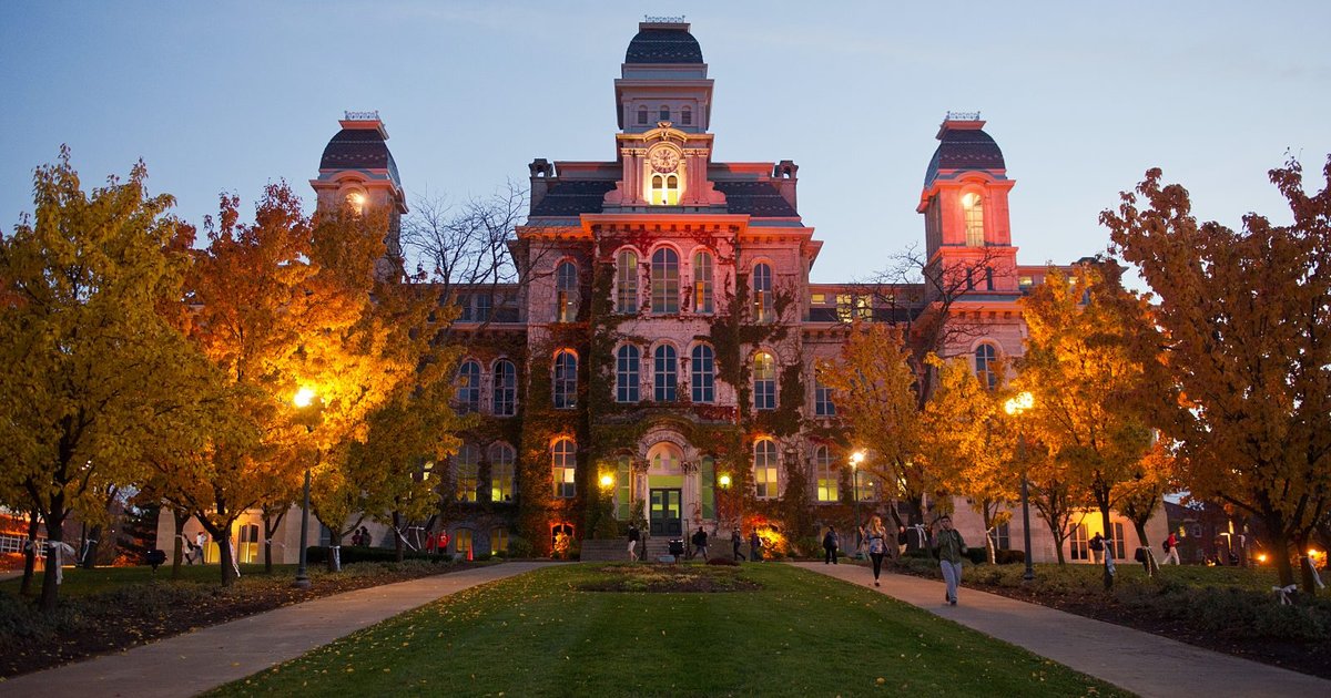 A picture of Hall of Languages at night