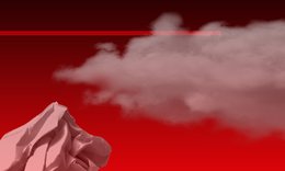 Red background with cloud and crumpled paper mountain