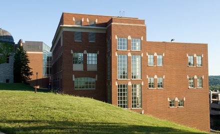 brick building built into side of hill