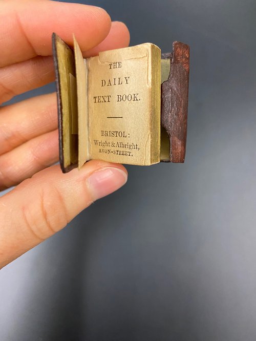 mini book between fingers