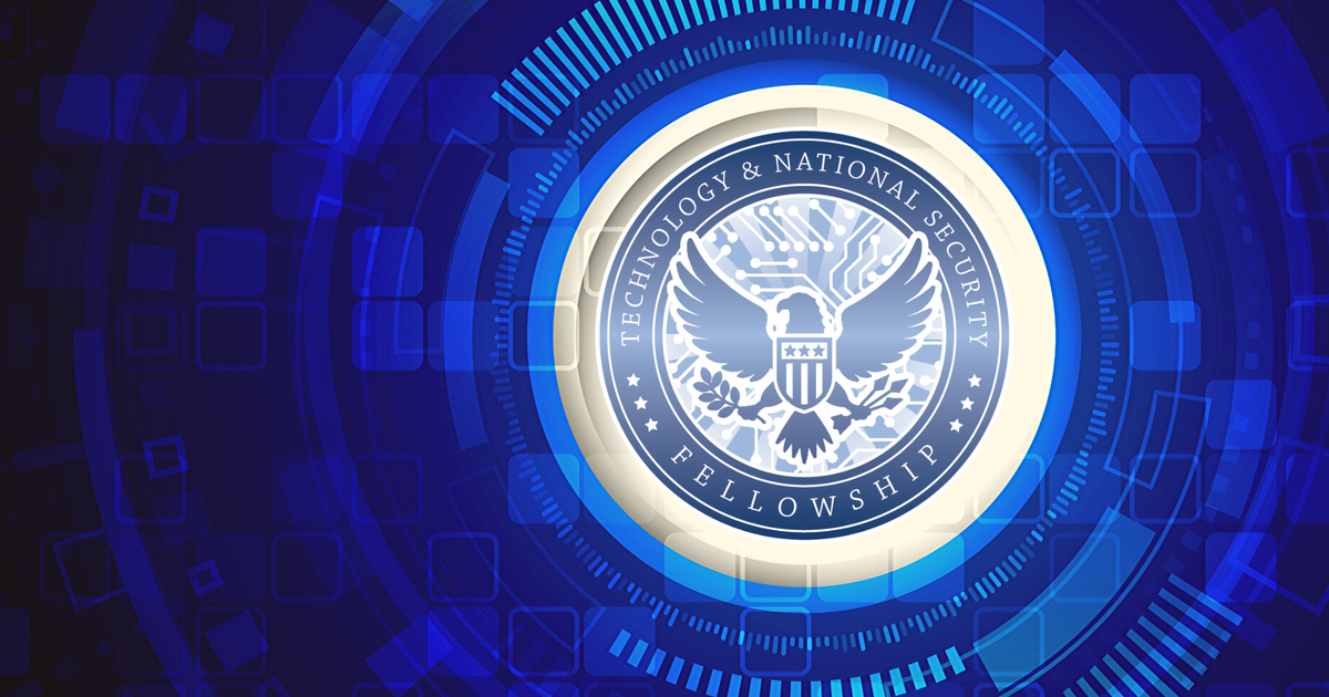 Technology and National Security logo on blue background