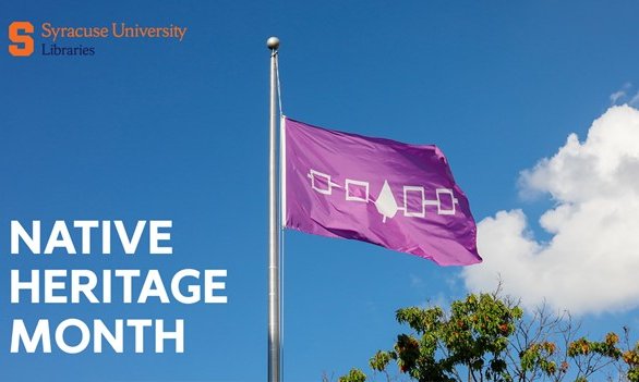 Haudenosaunee flag with words Native Heritage Month