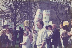 Pan Am 103 family members and supporters at 103rd Day Rally in Washington, D.C., 3 April 1989. Richard Paul Monetti Family Papers, Pan Am Flight 103/Lockerbie Air Disaster Archives