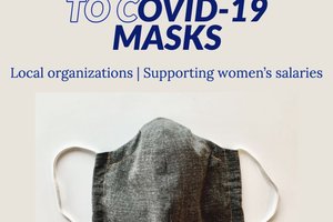mask with words "Donate to COVID-19 Masks"