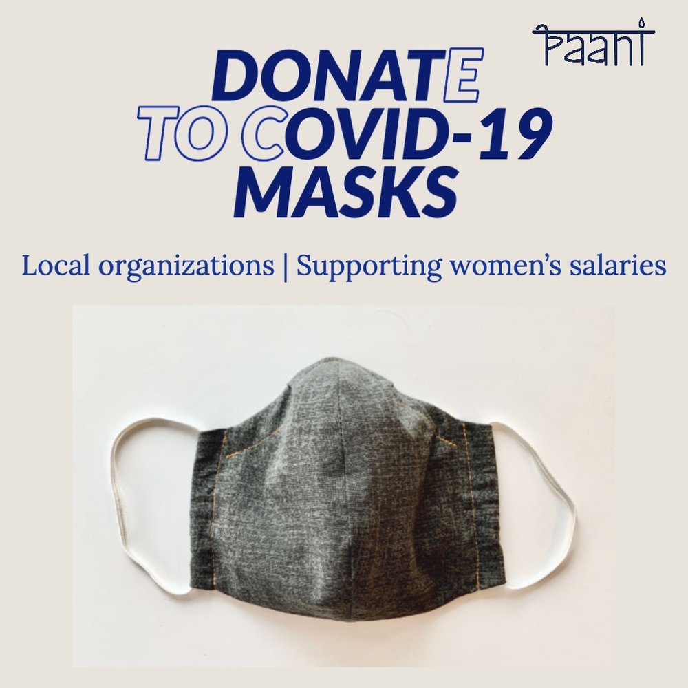 mask with words "Donate to COVID-19 Masks"