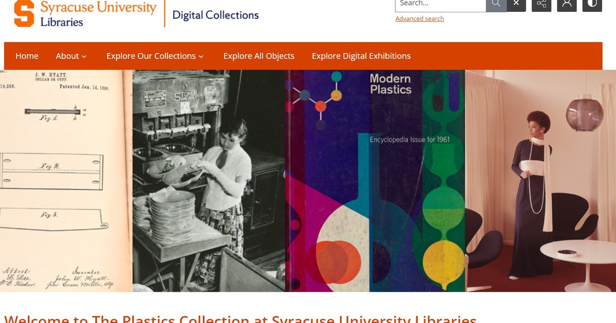screen shot of plastics digital collection website page