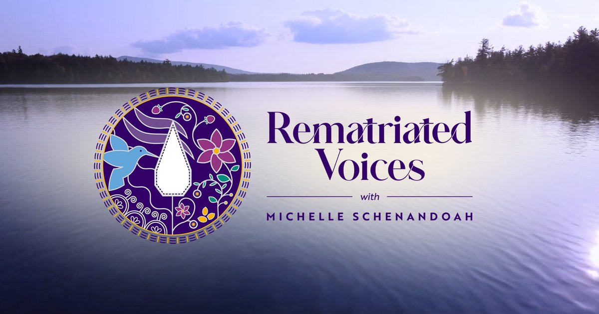 title of podcast over lake with logo on side