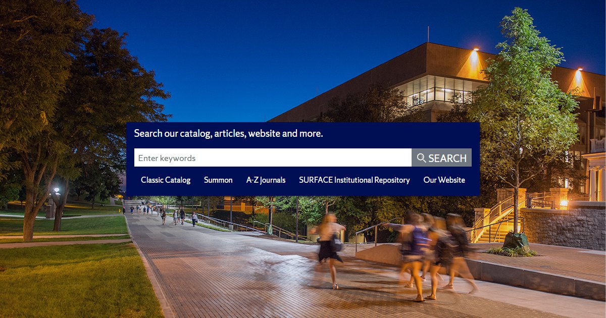 Search bar screen shot from Library.syracuse.edu