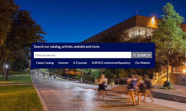 Search bar screen shot from Library.syracuse.edu