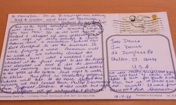 handwritten postcard