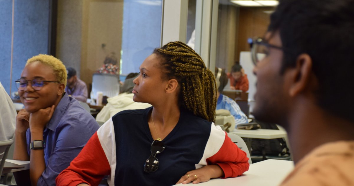 students sitting at Blackstone LaunchPad office