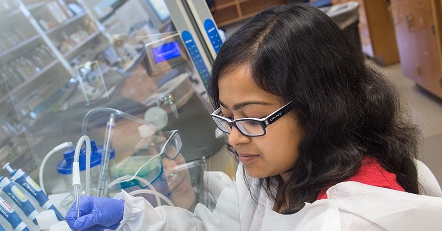 student in lab