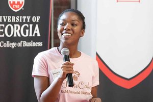 Student pitching at last year’s Collegiate Great Brands Competition
