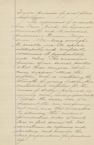 A handwritten transcript of Chancellor Sims’ remarks